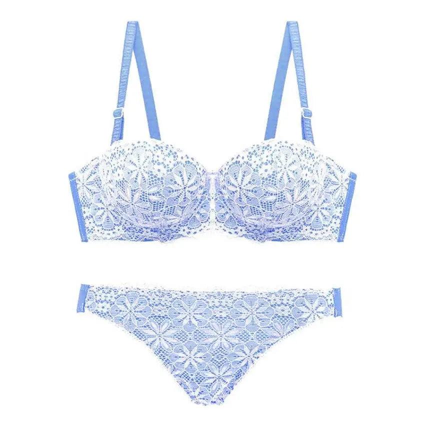 Luxury 1/2 Cup Push Up Floral Embroidery Lace Women Bra Panty Set ANB94