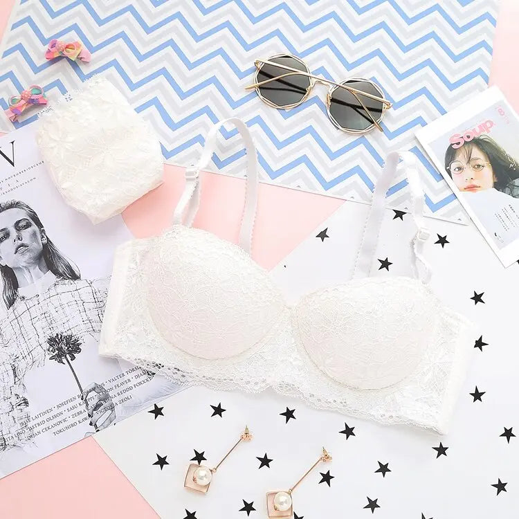 Luxury 1/2 Cup Push Up Floral Embroidery Lace Women Bra Panty Set ANB94