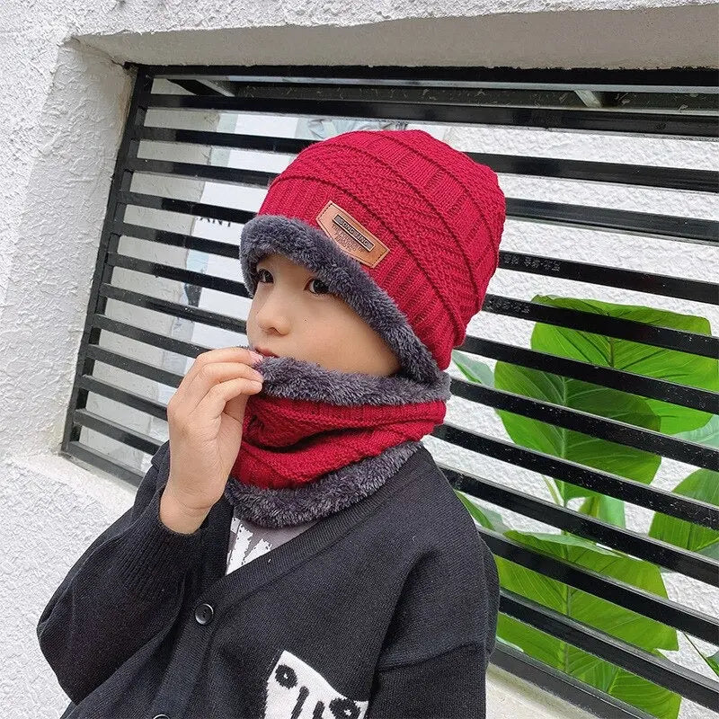 2pcs Ski Cap and Scarf Set Cold Warm Winter Hat for Women Men Knitted Bonnet Warm Cap ANB94