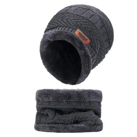 2pcs Ski Cap and Scarf Set Cold Warm Winter Hat for Women Men Knitted Bonnet Warm Cap ANB94