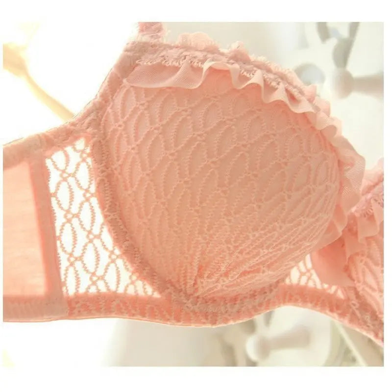 Seamless Lace Bras Set Adjustable Strap Ruffle Push-Up 3/4 Cup Lace Underwear Bra Set ANB94