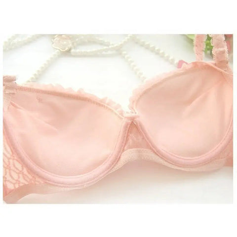Seamless Lace Bras Set Adjustable Strap Ruffle Push-Up 3/4 Cup Lace Underwear Bra Set ANB94
