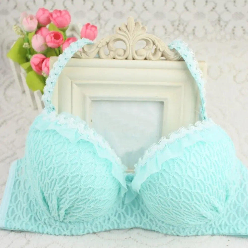Seamless Lace Bras Set Adjustable Strap Ruffle Push-Up 3/4 Cup Lace Underwear Bra Set ANB94