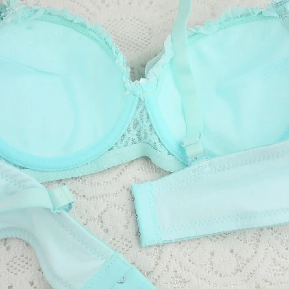 Seamless Lace Bras Set Adjustable Strap Ruffle Push-Up 3/4 Cup Lace Underwear Bra Set ANB94