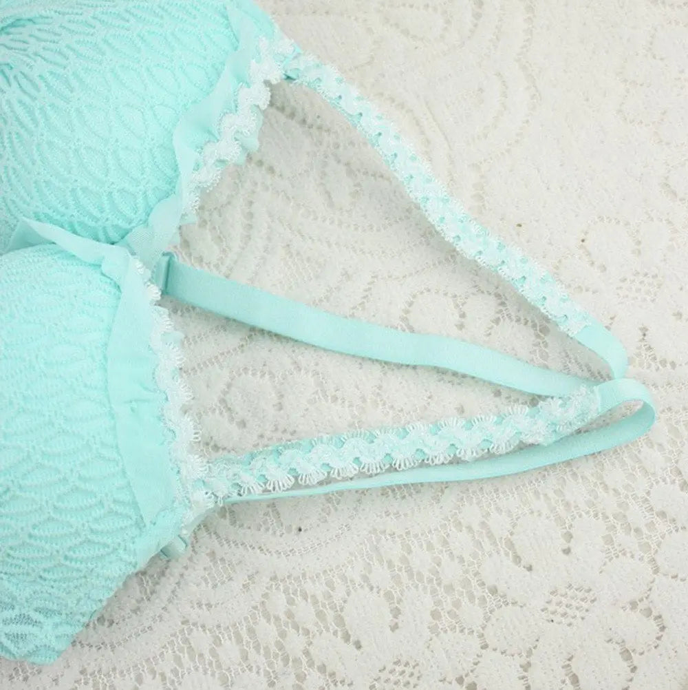 Seamless Lace Bras Set Adjustable Strap Ruffle Push-Up 3/4 Cup Lace Underwear Bra Set ANB94