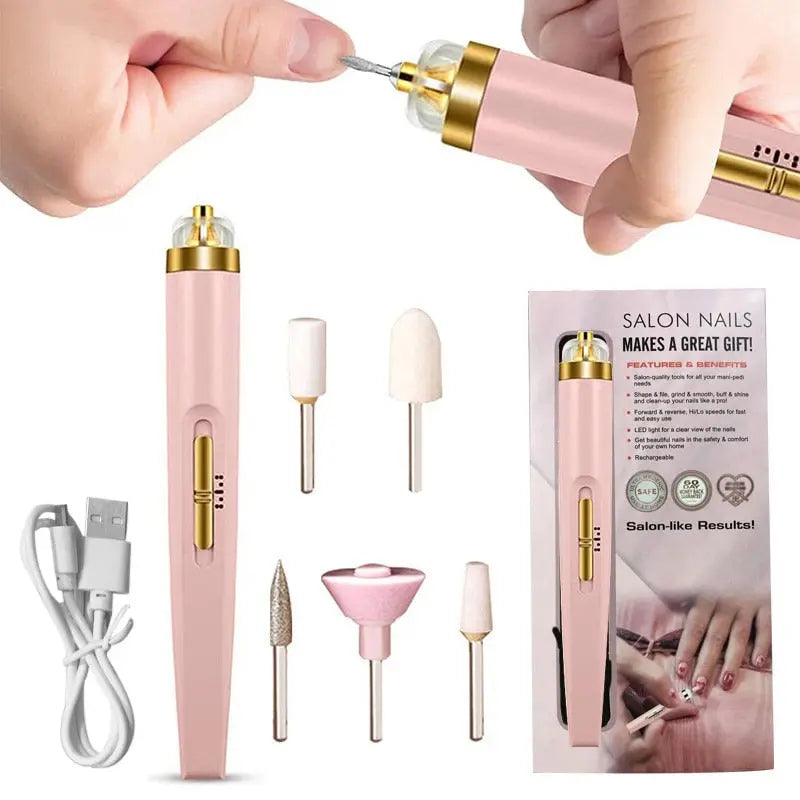 5 In 1 Electric Nail Set Manicure Machine Nail Drill File Grinder Grooming Kit Polisher Remover ANB94