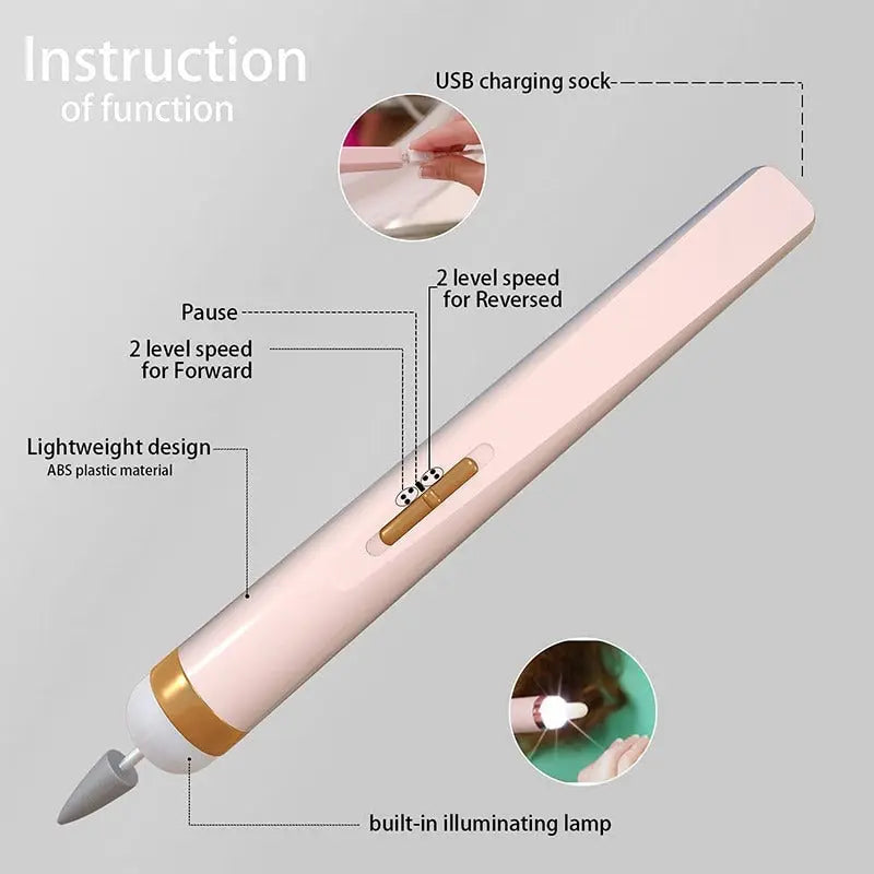 5 In 1 Electric Nail Set Manicure Machine Nail Drill File Grinder Grooming Kit Polisher Remover ANB94
