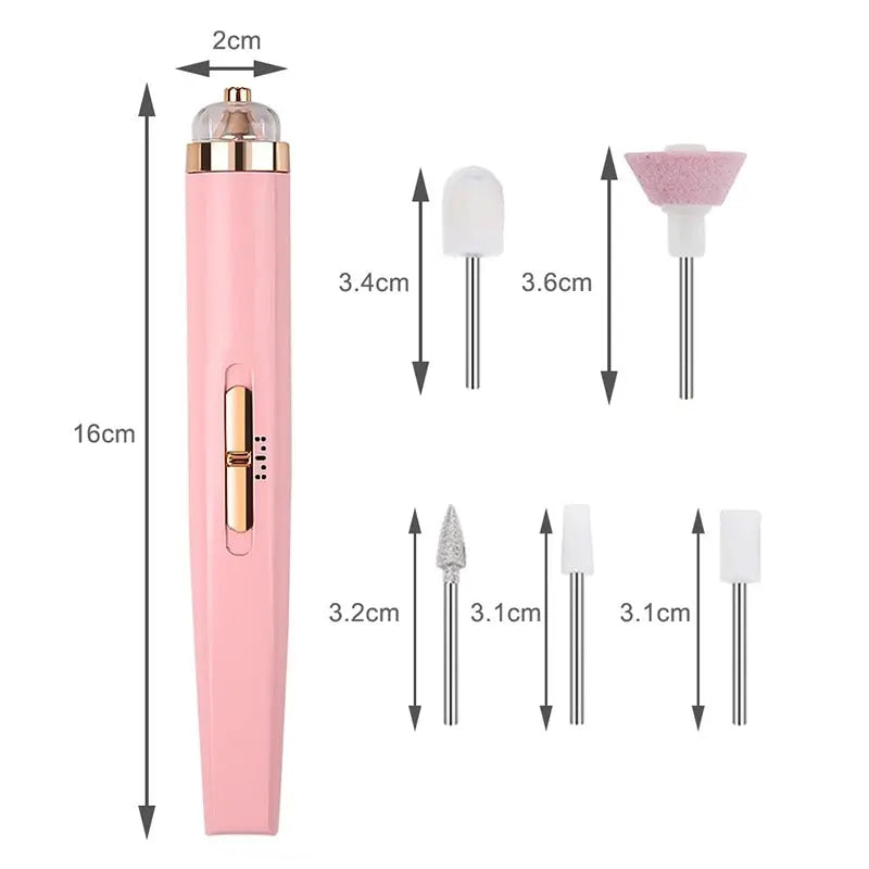 5 In 1 Electric Nail Set Manicure Machine Nail Drill File Grinder Grooming Kit Polisher Remover ANB94