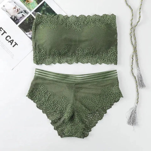 Breathable Sexy Strapless Laced Seamless Bra And Panty Luxury Set For Women ANB94