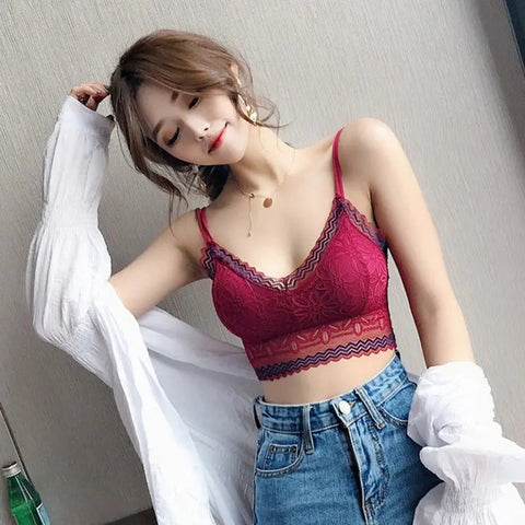 Casual Lace Embroidered Tube Top Woman Seamless Push Up Lace Bra ANB94