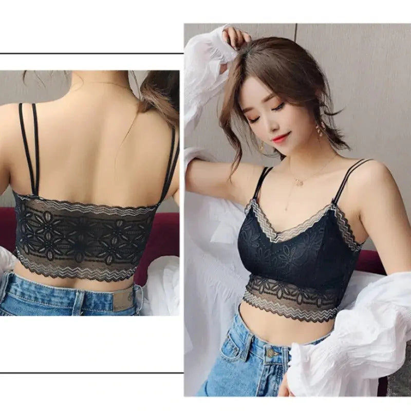 Casual Lace Embroidered Tube Top Woman Seamless Push Up Lace Bra ANB94