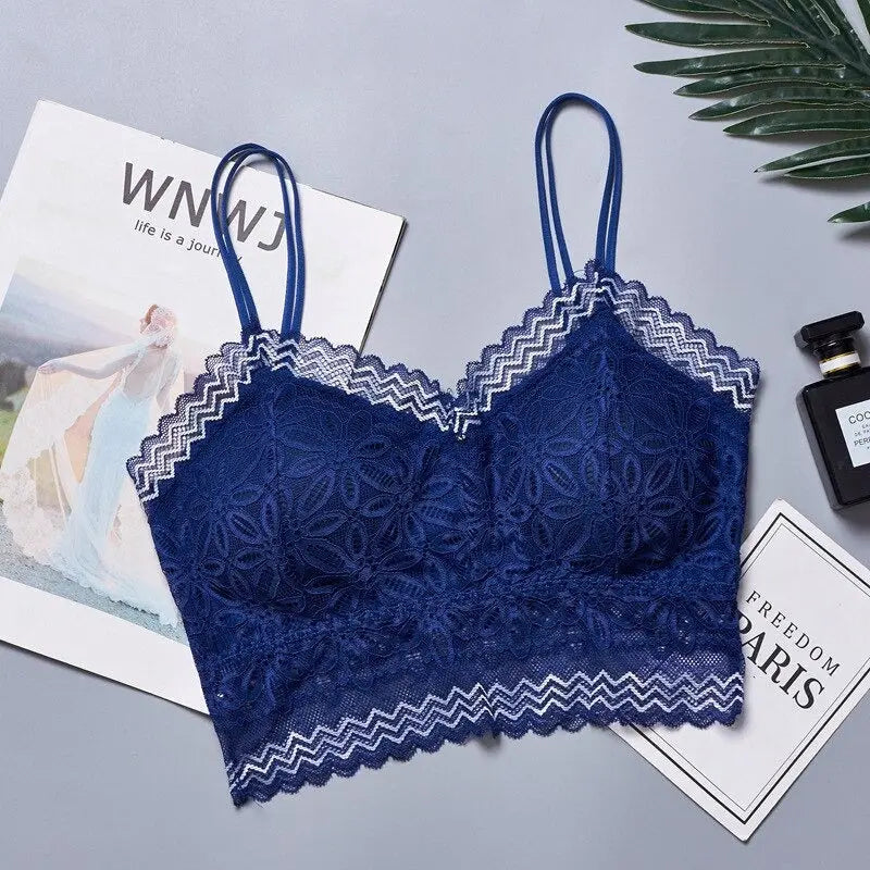 Casual Lace Embroidered Tube Top Woman Seamless Push Up Lace Bra ANB94