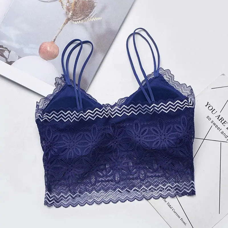Casual Lace Embroidered Tube Top Woman Seamless Push Up Lace Bra ANB94