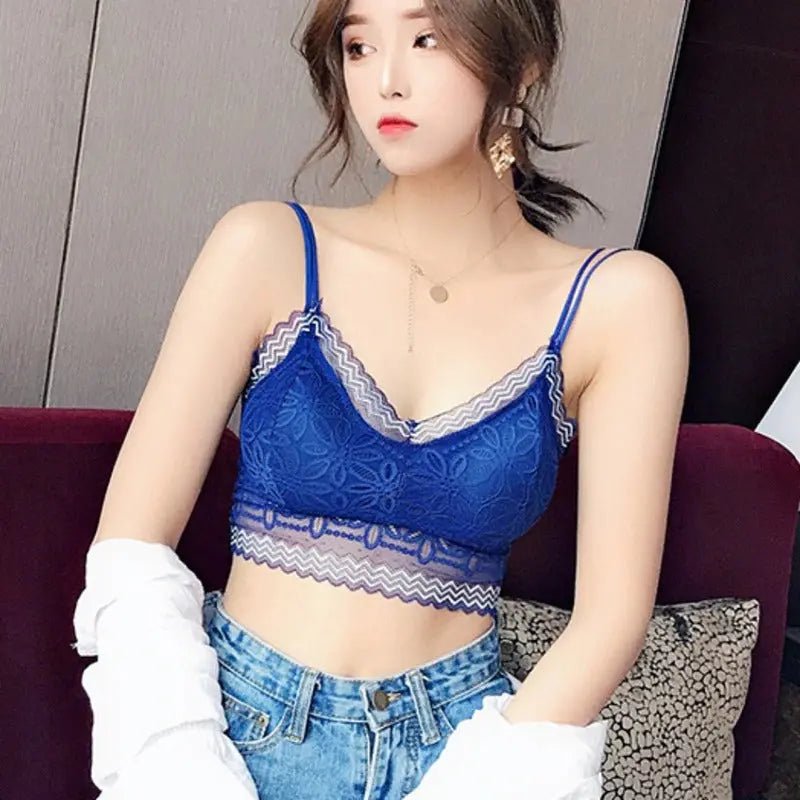 Casual Lace Embroidered Tube Top Woman Seamless Push Up Lace Bra ANB94