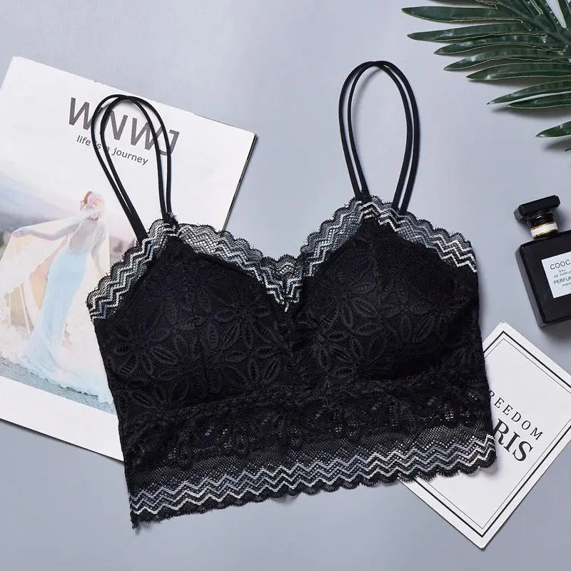 Casual Lace Embroidered Tube Top Woman Seamless Push Up Lace Bra ANB94