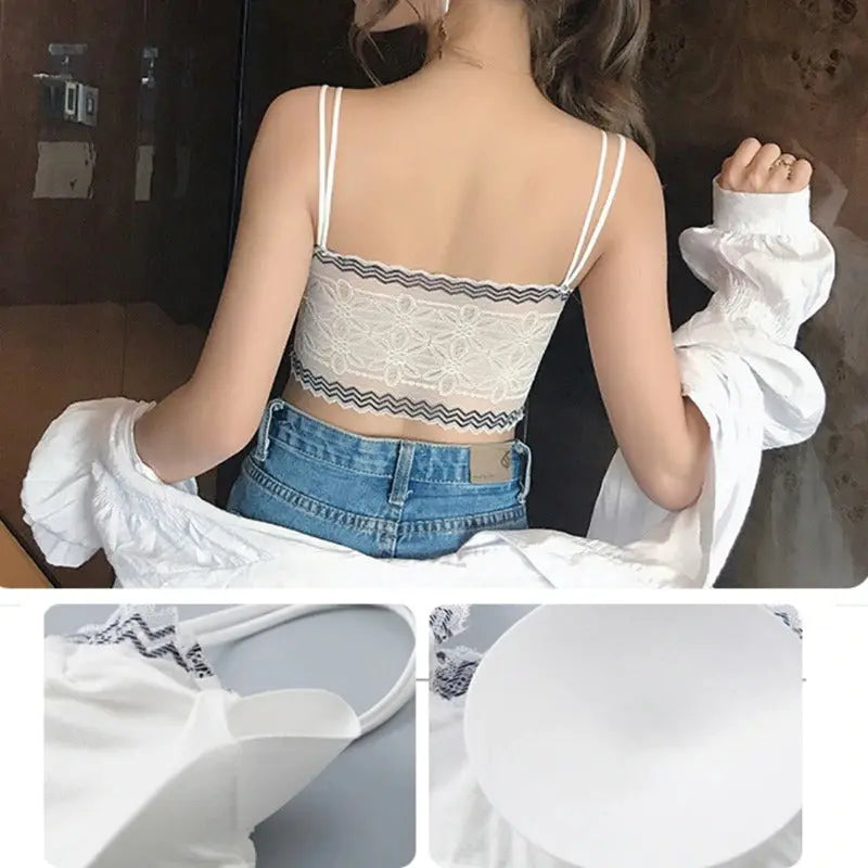 Casual Lace Embroidered Tube Top Woman Seamless Push Up Lace Bra ANB94