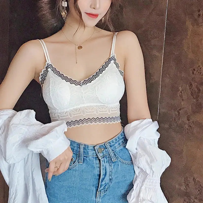 Casual Lace Embroidered Tube Top Woman Seamless Push Up Lace Bra ANB94