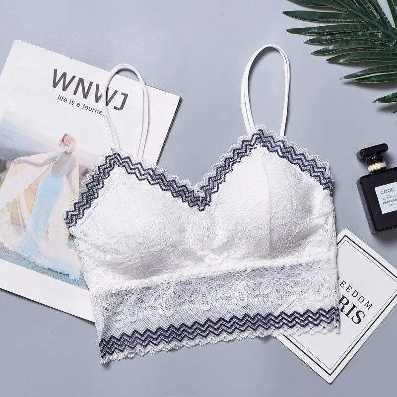 Casual Lace Embroidered Tube Top Woman Seamless Push Up Lace Bra ANB94