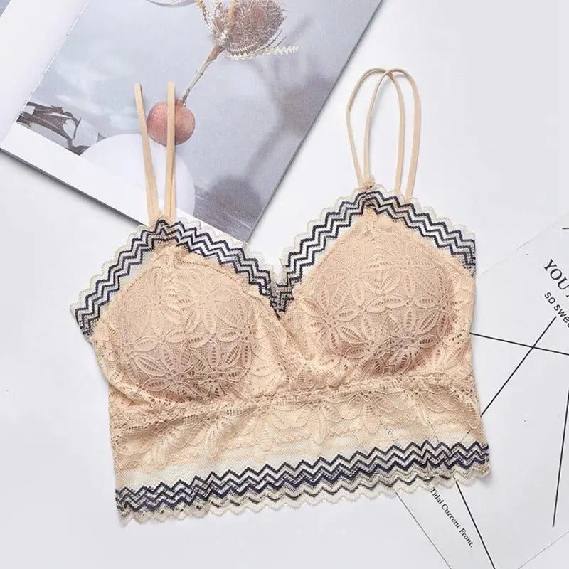Casual Lace Embroidered Tube Top Woman Seamless Push Up Lace Bra ANB94