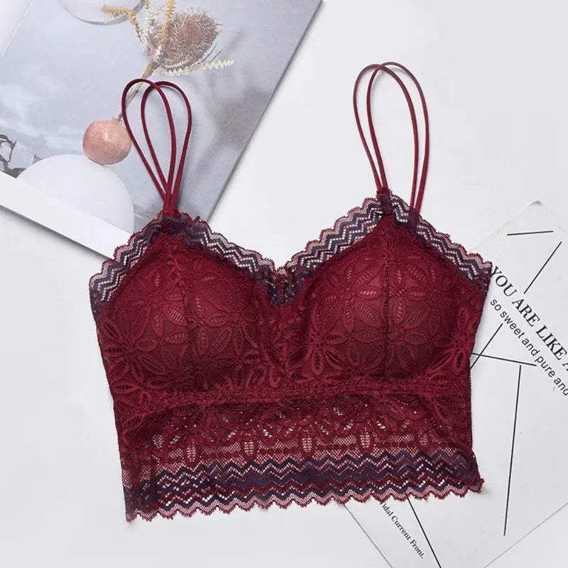 Casual Lace Embroidered Tube Top Woman Seamless Push Up Lace Bra ANB94