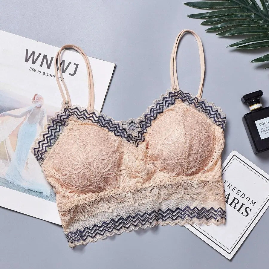 Casual Lace Embroidered Tube Top Woman Seamless Push Up Lace Bra ANB94
