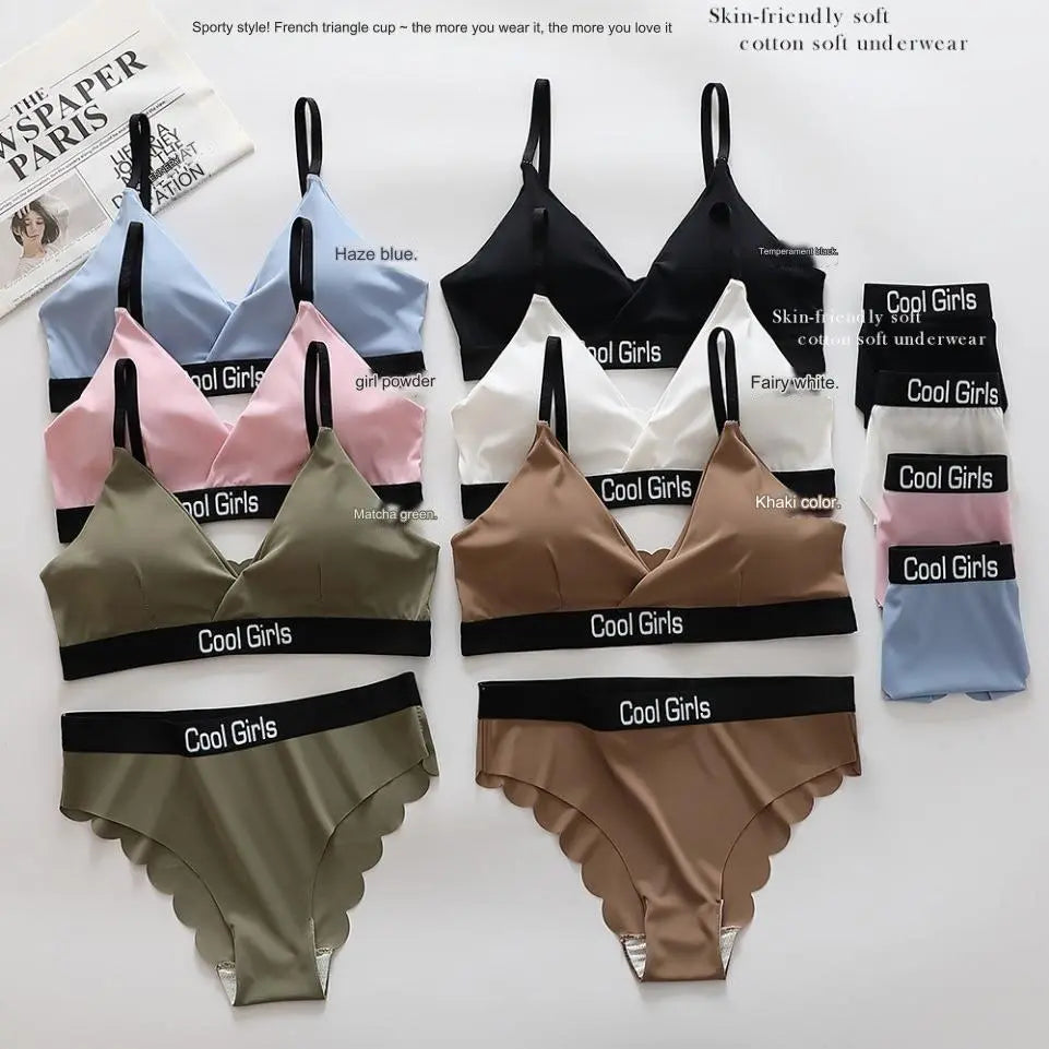 Cool Girls Triangle Cup Comfortable Light Padded Bra and Panty Set ANB94