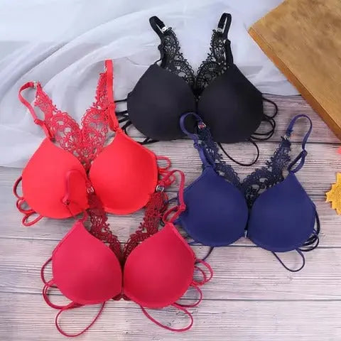 Elegant Crochet Butterfly Back Double Padded Front Open Bra ANB94