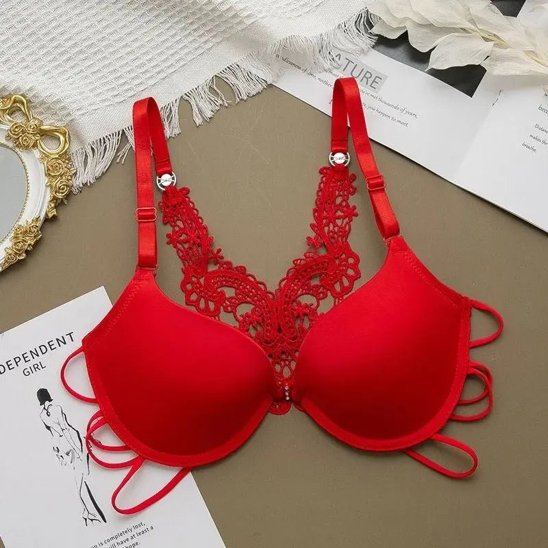 Elegant Crochet Butterfly Back Double Padded Front Open Bra ANB94