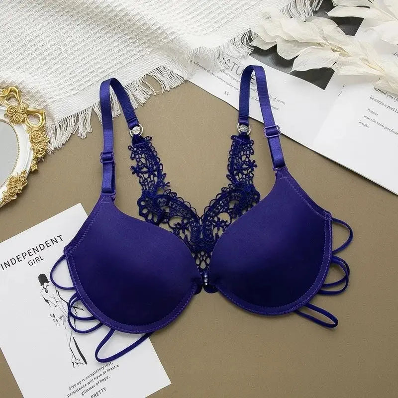 Elegant Crochet Butterfly Back Double Padded Front Open Bra ANB94