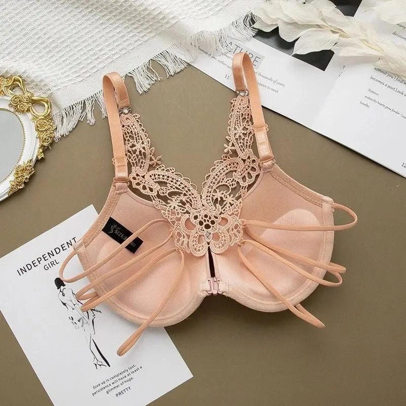 Elegant Crochet Butterfly Back Double Padded Front Open Bra ANB94