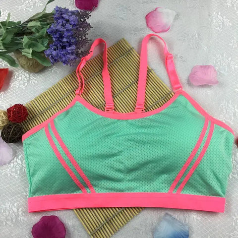 Girls Breathable Sports Running Gym Striped Push Up Seamless Padded Wire free Shake proof Bra ANB94