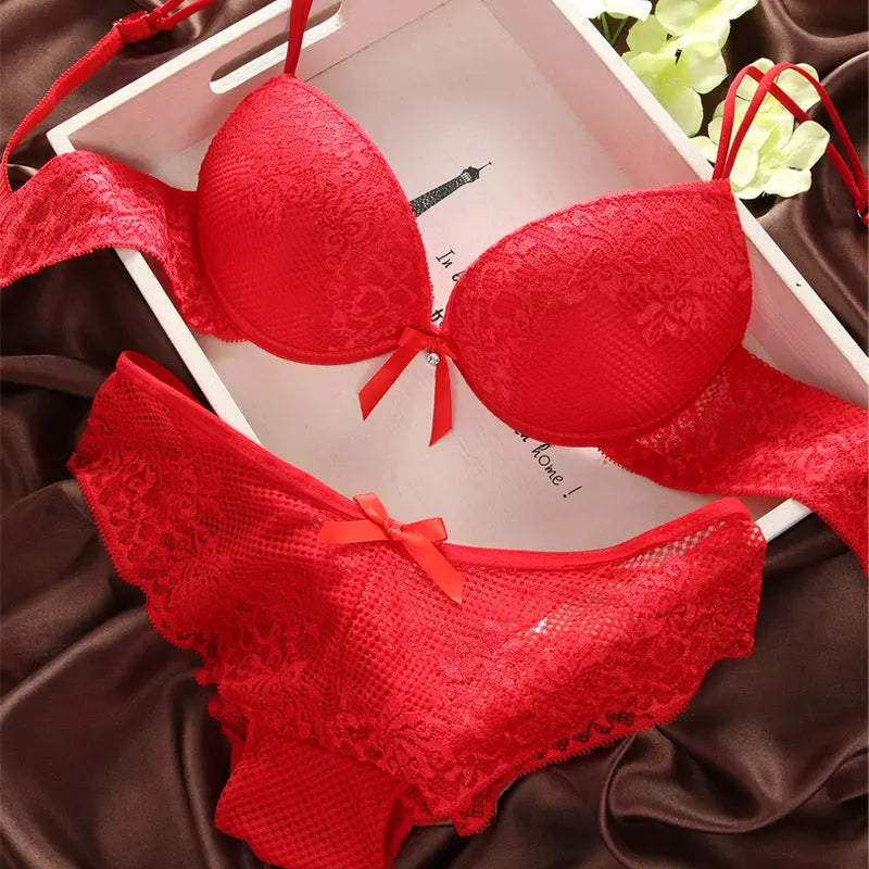 Luxurious Vintage Lace Push Up Bra Set ANB94