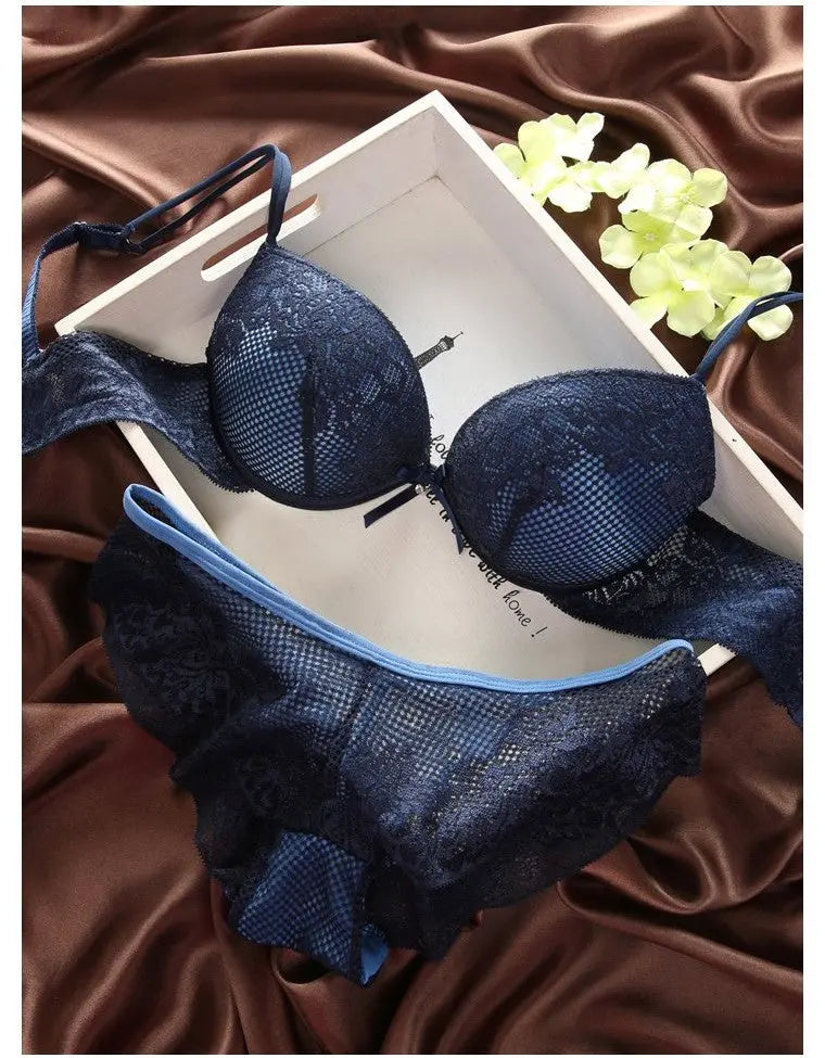 Luxurious Vintage Lace Push Up Bra Set ANB94