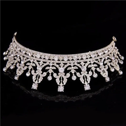 Luxury Crystal Tiara Crowns Princess Queen Pageant Prom Rhinestone Veil Tiara Headband Hair Accessory ANB94