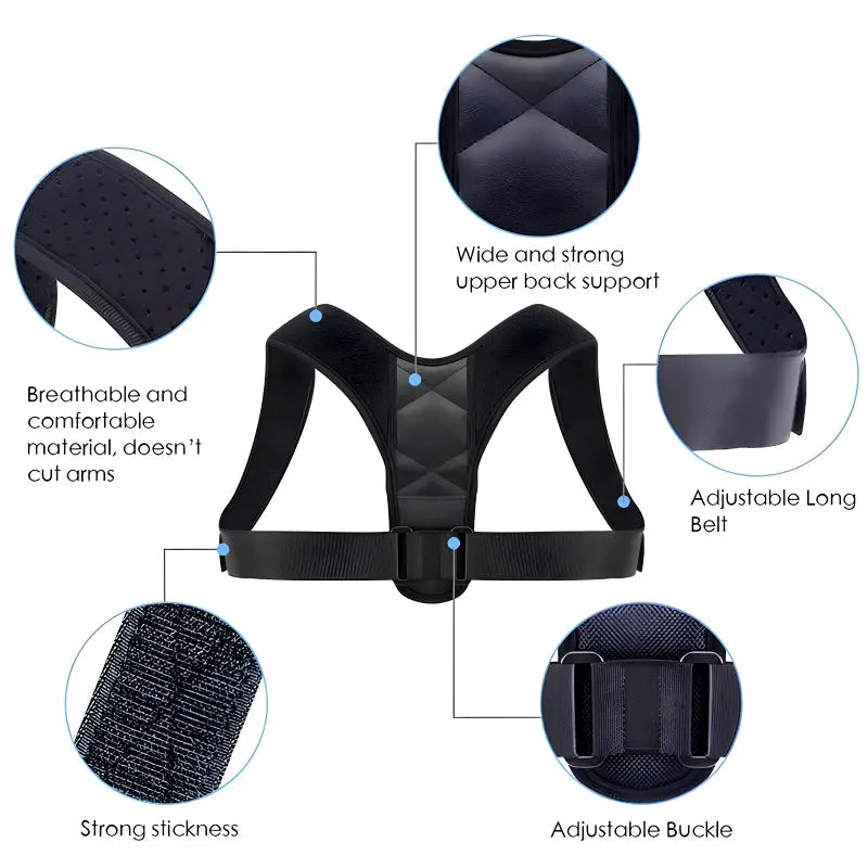 Pack Of 2 Posture Corrector Adjustable Back And Shoulder Support Correction Belts ANB94