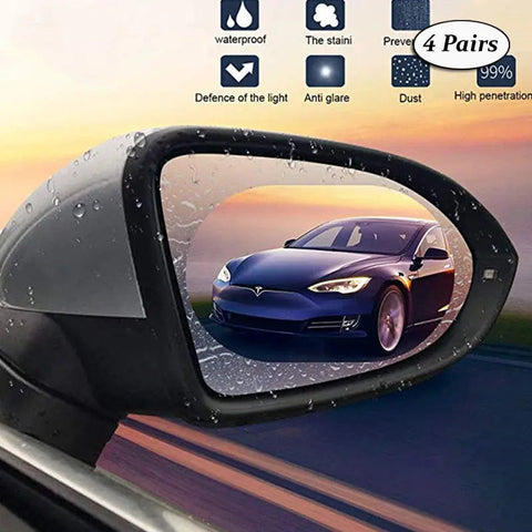 Pack Of 4 Pairs Car Anti-Water Mist Film The Perfect Solution For Clear And Rainproof Rearview Mirrors ANB94