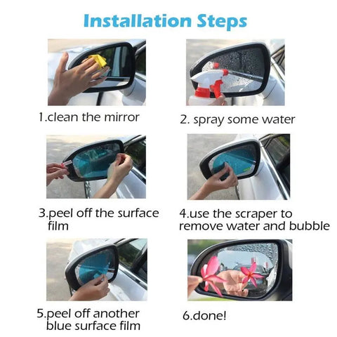 Pack Of 4 Pairs Car Anti-Water Mist Film The Perfect Solution For Clear And Rainproof Rearview Mirrors ANB94