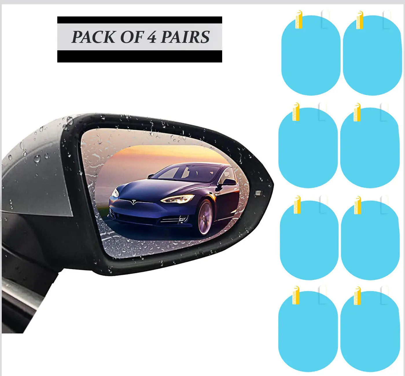 Pack Of 4 Pairs Car Anti-Water Mist Film The Perfect Solution For Clear And Rainproof Rearview Mirrors ANB94