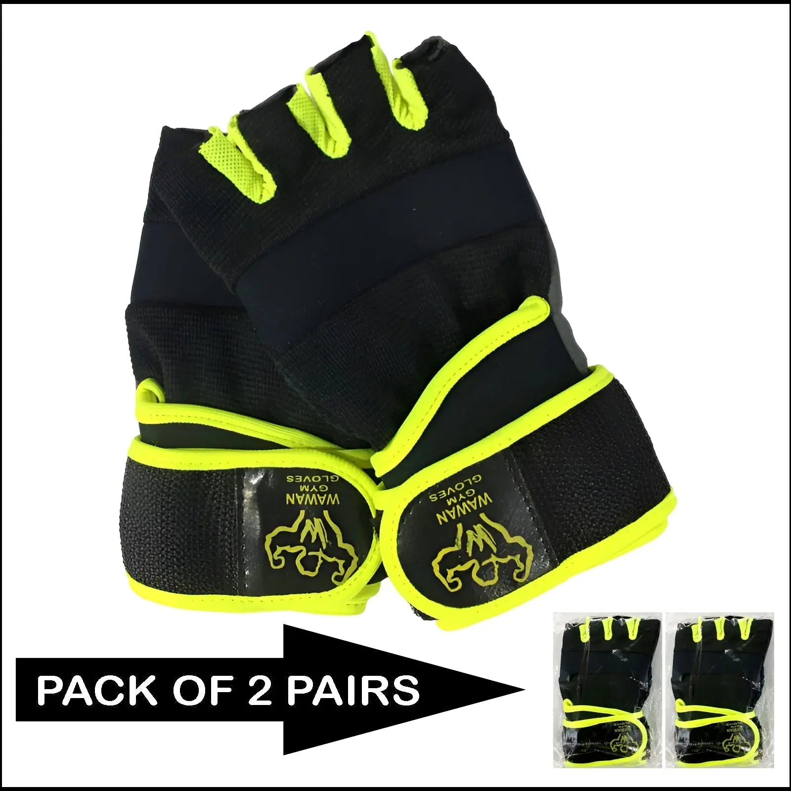 Pack of 2 Pairs Adjustable Wawan Gym Workout Gloves – Comfortable Grip, Durable for Men & Women ANB94