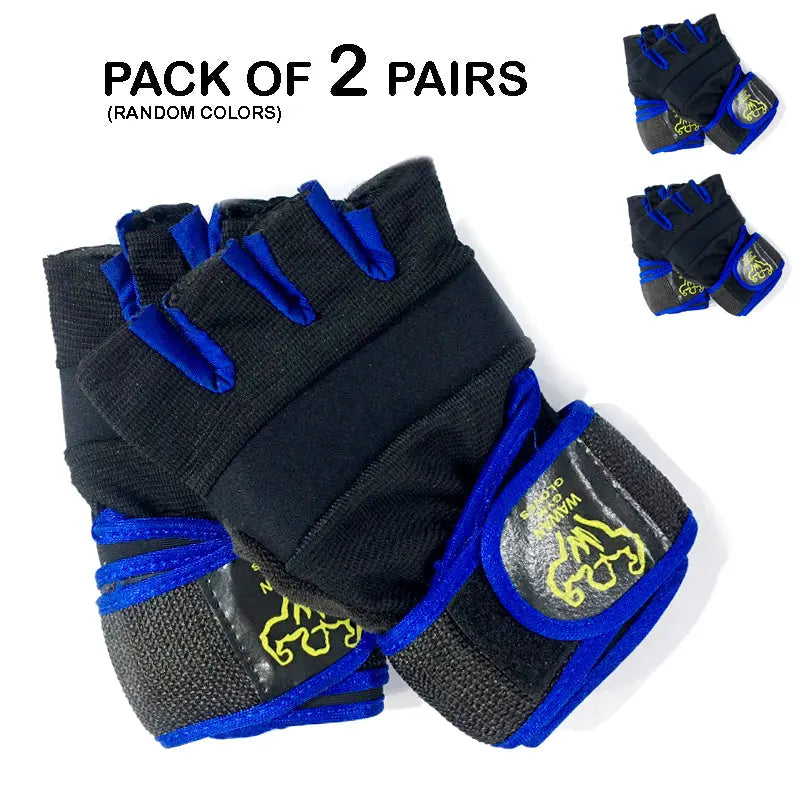 Pack of 2 Pairs Adjustable Wawan Gym Workout Gloves – Comfortable Grip, Durable for Men & Women ANB94