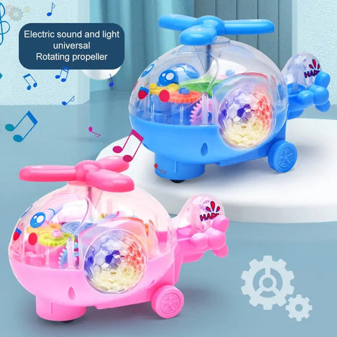 Transparent Gear Helicopter 360 Degree Revolve Action,  Kids Helicopter with Music , Kids Helicopter with Music Flashing Lights Toy  ANB94