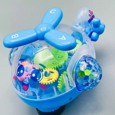 Transparent Gear Helicopter 360 Degree Revolve Action,  Kids Helicopter with Music , Kids Helicopter with Music Flashing Lights Toy  ANB94