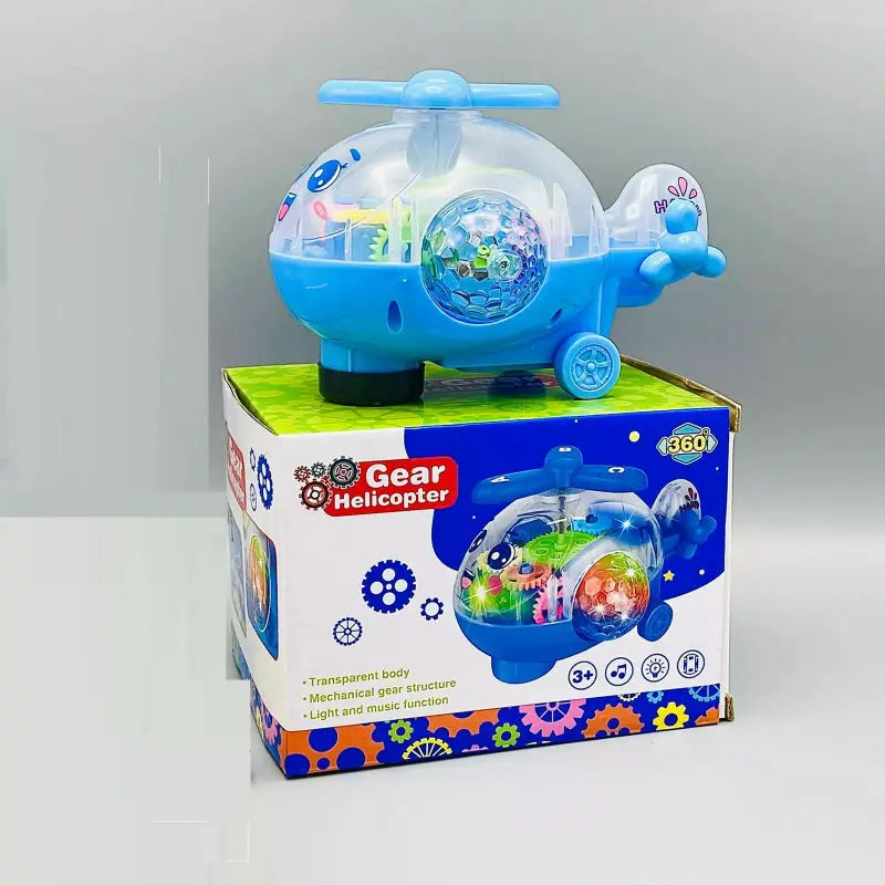 Transparent Gear Helicopter 360 Degree Revolve Action,  Kids Helicopter with Music , Kids Helicopter with Music Flashing Lights Toy  ANB94
