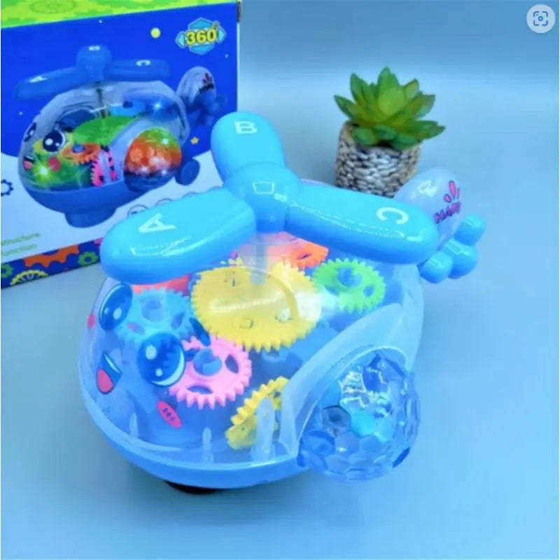 Transparent Gear Helicopter 360 Degree Revolve Action,  Kids Helicopter with Music , Kids Helicopter with Music Flashing Lights Toy  ANB94