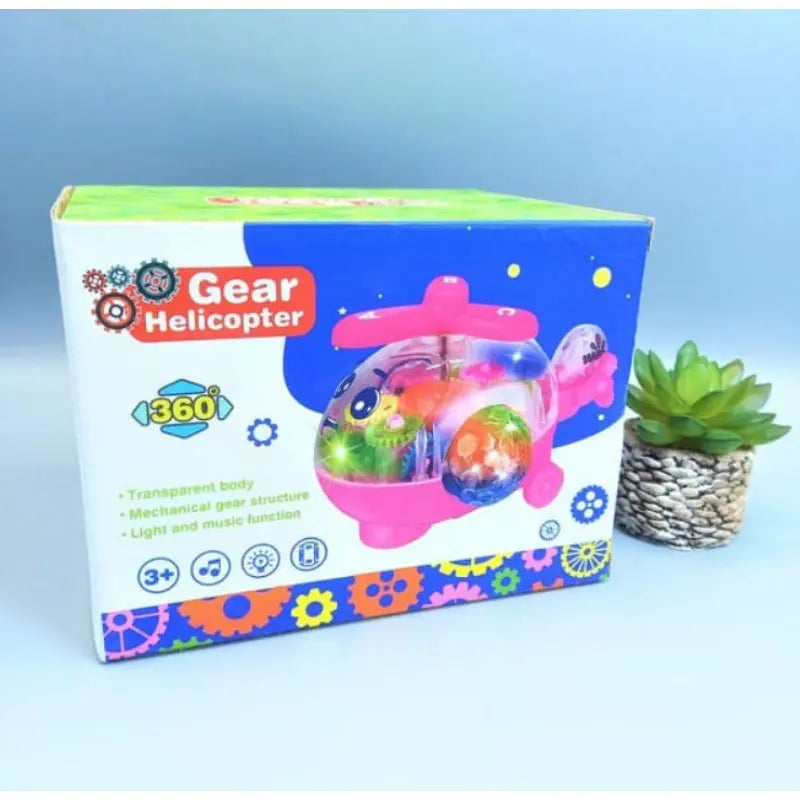 Transparent Gear Helicopter 360 Degree Revolve Action,  Kids Helicopter with Music , Kids Helicopter with Music Flashing Lights Toy  ANB94