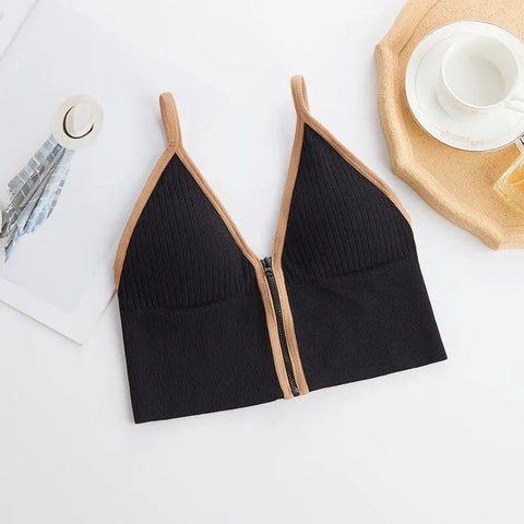 Women Front Zipper Closure Comfort Wire Free Tube Top Bra ANB94
