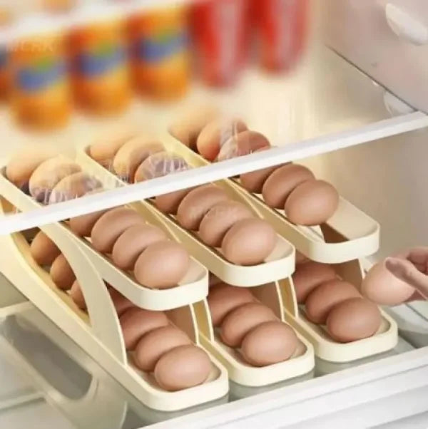 Egg Organizer Automatic Scrolling Egg Rack, Double Layer Egg Storage Tray ( Random Colors )